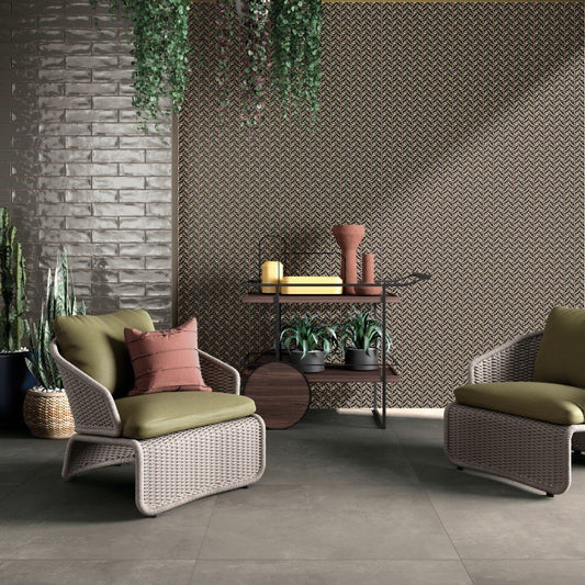 Gres Porcellanato Effetto Pietra Rettificato Naturale 60x120 8.5mm Base Taupe Lab325 - ABK