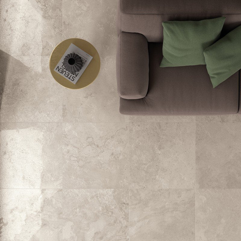 Natural Rectified Stone Effect Porcelain Stoneware 60x60 8.5mm Ivory Alpes Raw - ABK