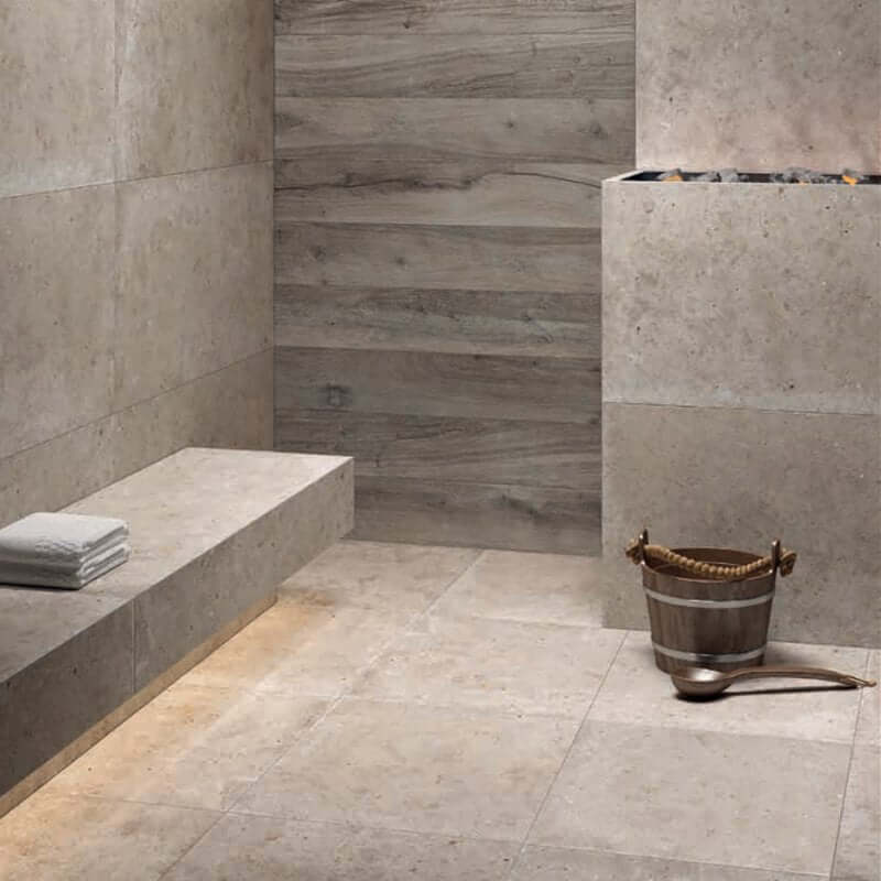 Gres Porcellanato Effetto Pietra Rettificato Naturale 80x80 8.5mm Beige Anima - Ariana