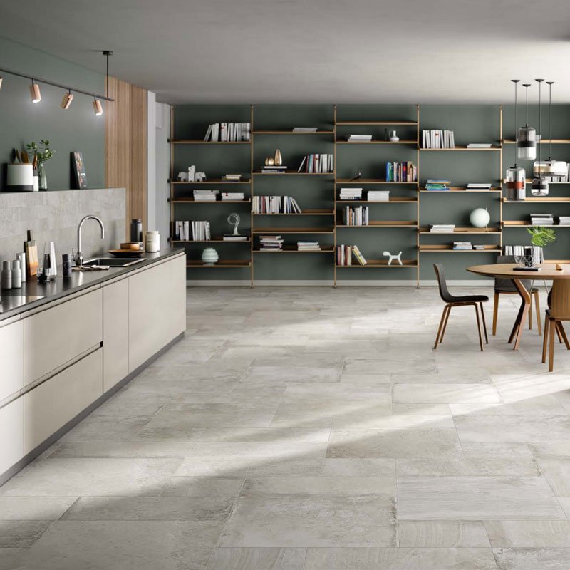 Natural Rectified Stone Effect Porcelain Stoneware 80x80 8.5mm Lime Amboise - Gardenia Orchidea
