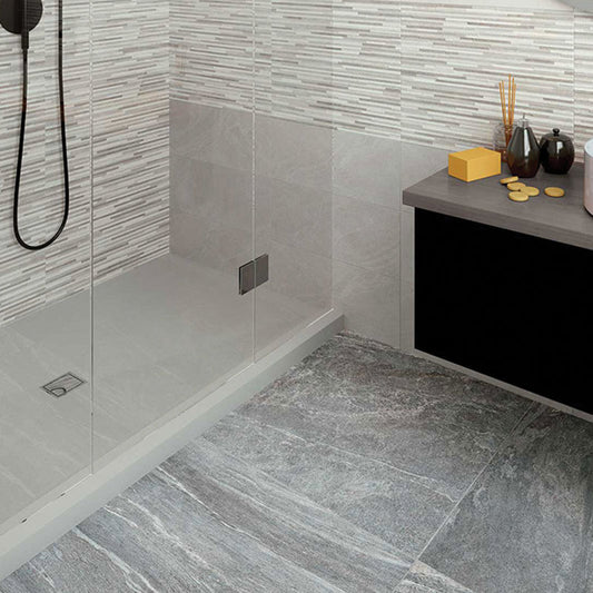 Stone Effect Ceramic Wall Tile 20x50 Grey Habita - Herberia
