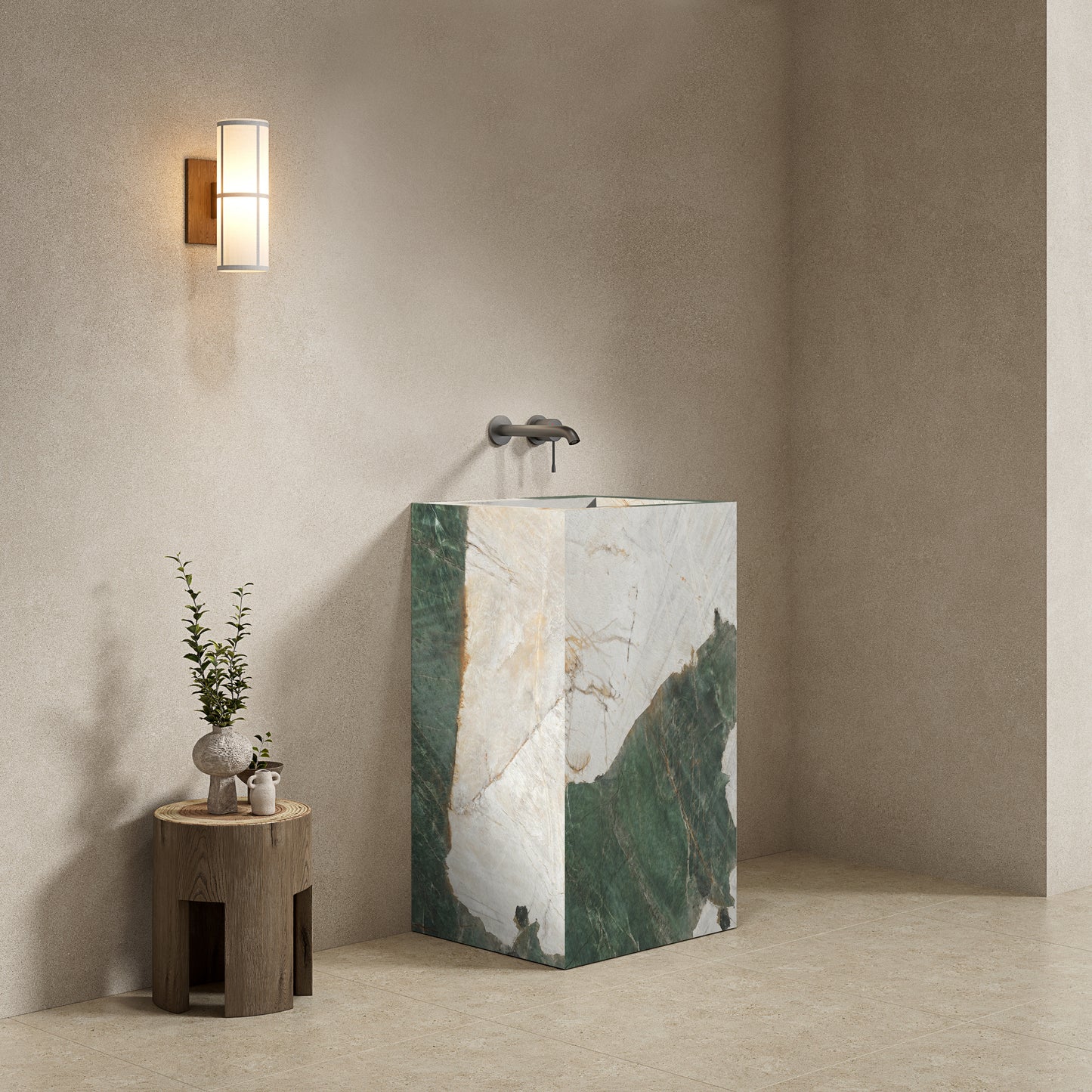 Lavabo Freestanding in Gres Lucido Heritage Aqua 60 cm - Pedestal