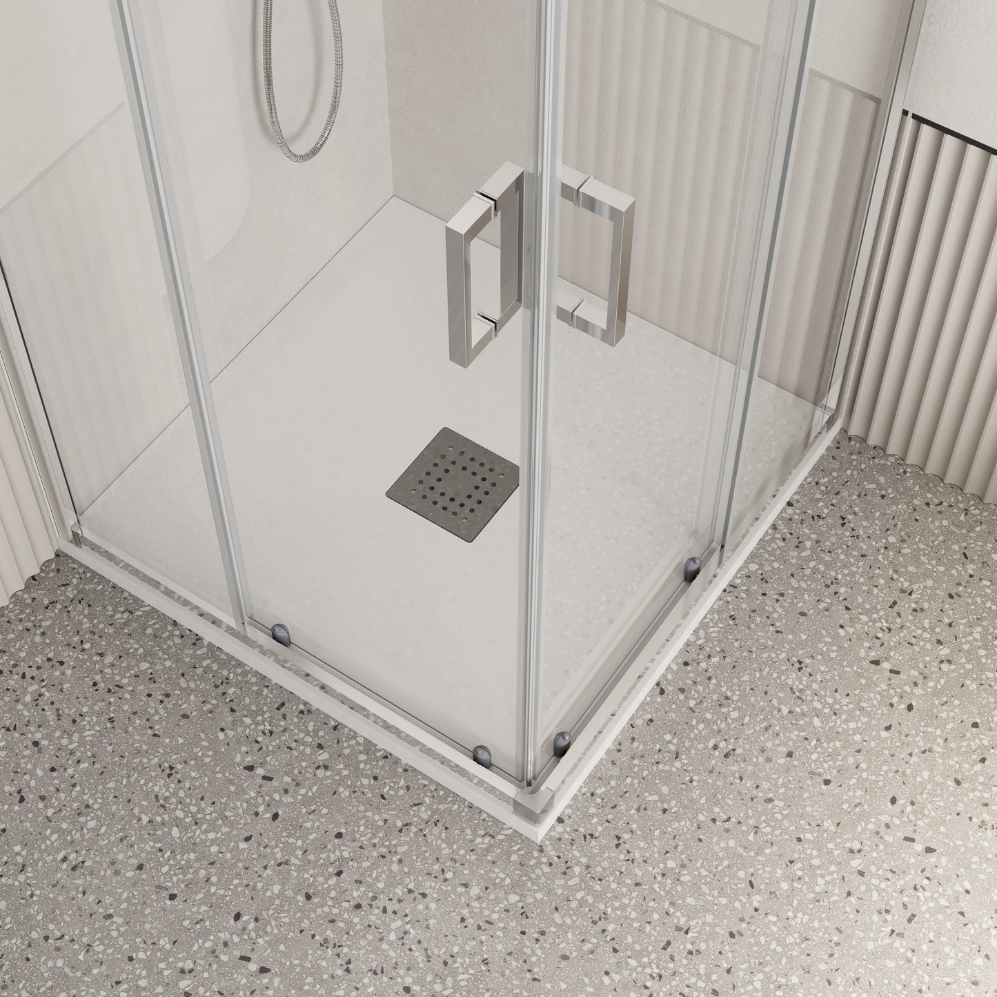 Box Doccia 80x80 cm Doppio Scorrevole Vetro Trasparente e Profilo Cromo - Escape