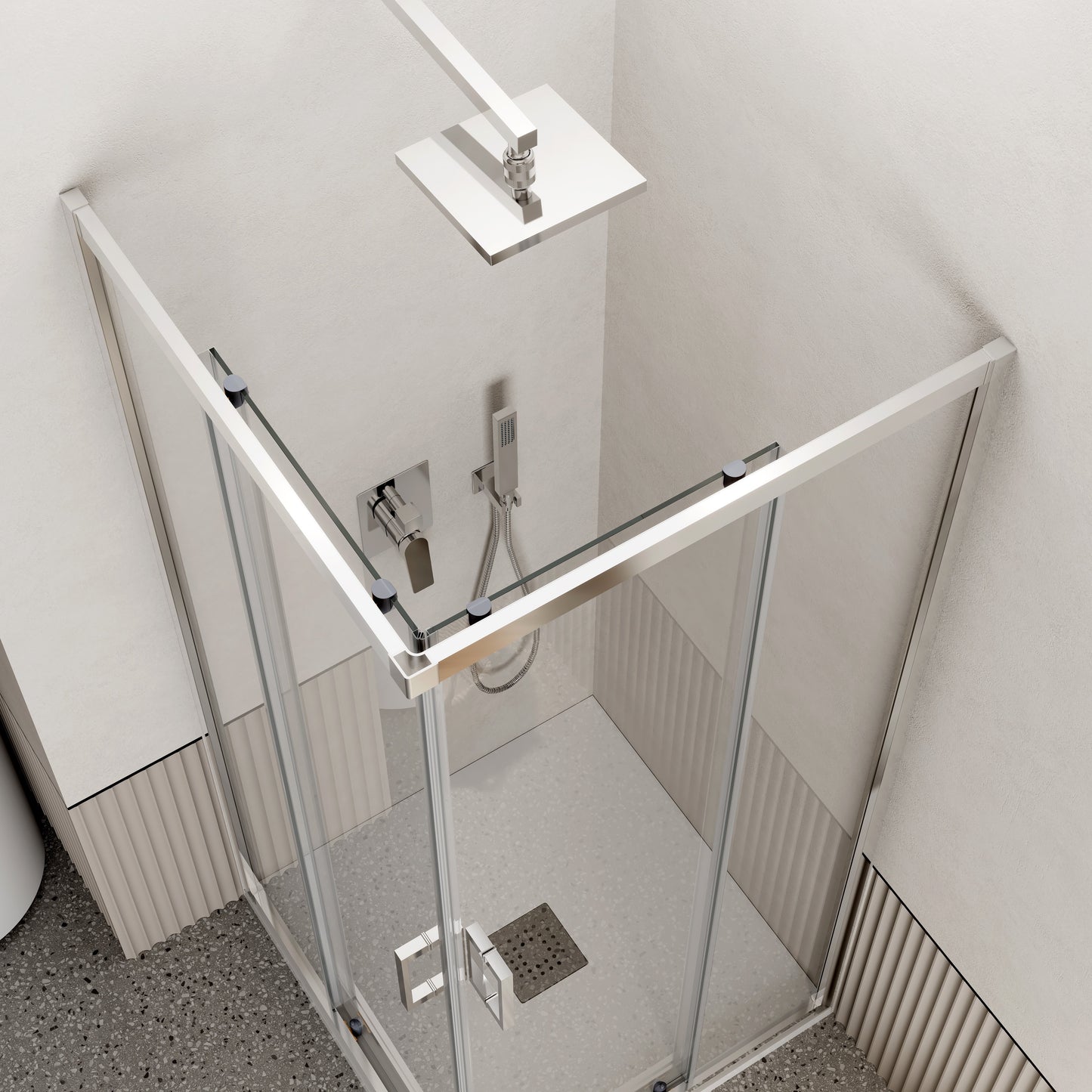 Box Doccia 80x80 cm Doppio Scorrevole Vetro Trasparente e Profilo Cromo - Escape