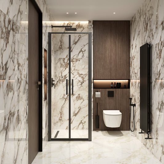 Box Doccia 70x100 cm Saloon Vetro Trasparente e Profilo Nero - Escape