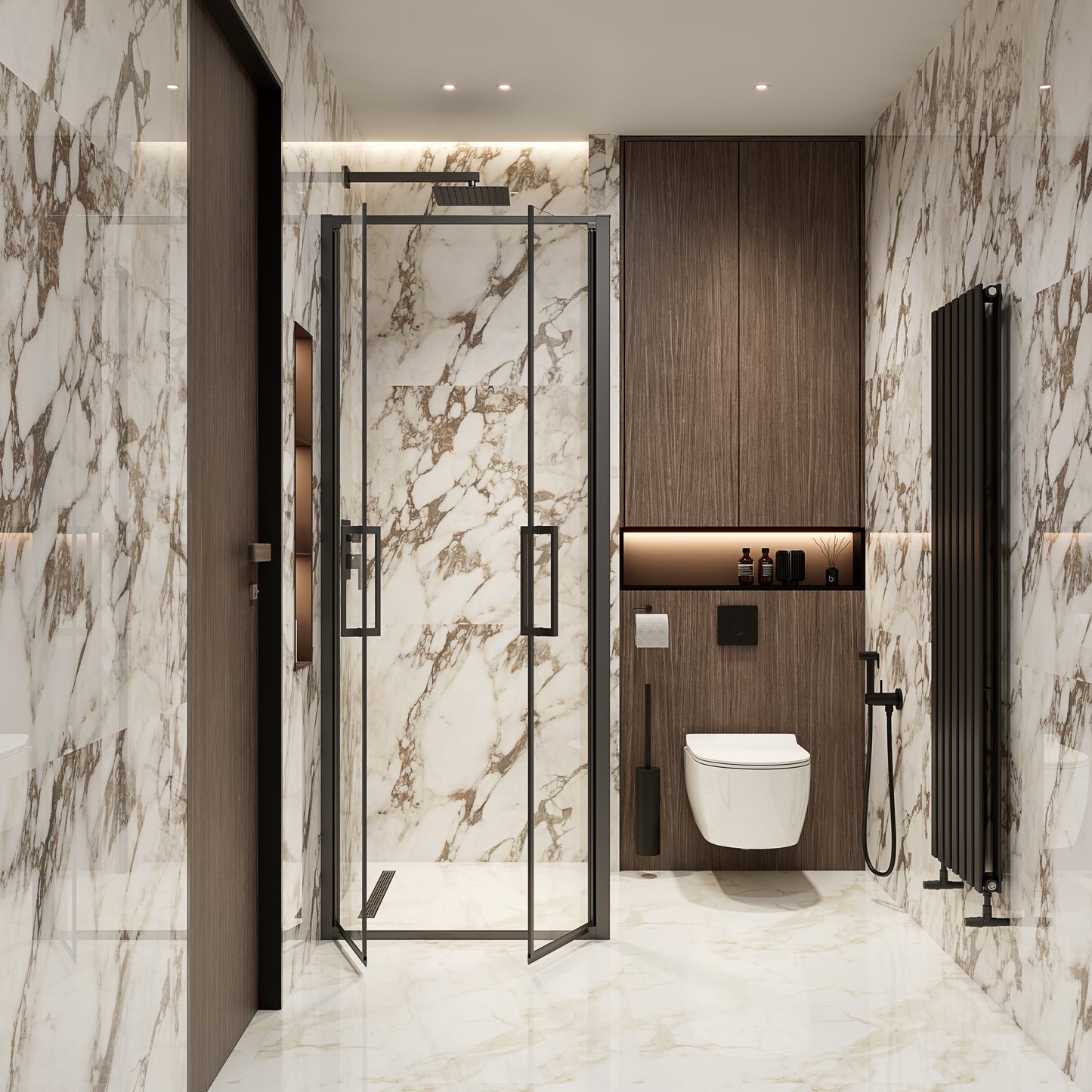 Box Doccia 70x100 cm Saloon Vetro Trasparente e Profilo Nero - Escape