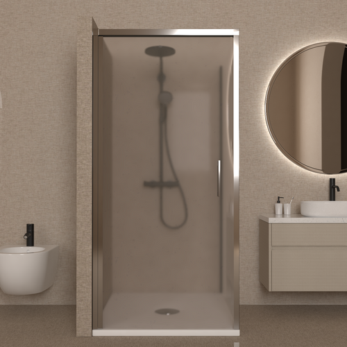 Box Doccia 70x100 cm Battente Vetro Martellato e Profilo Cromo - Rest