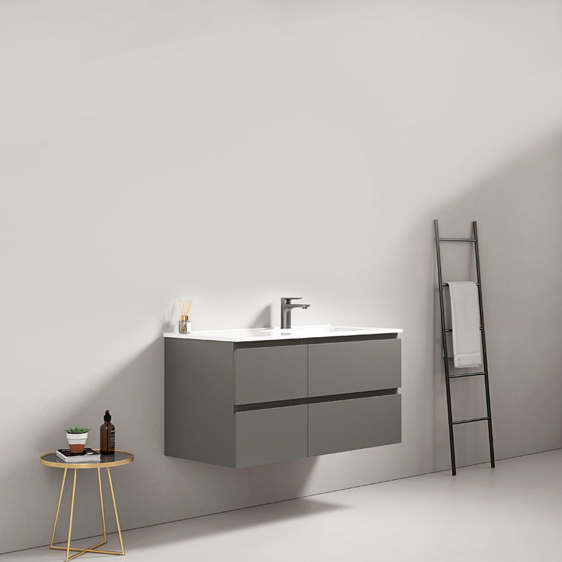 Mobile bagno sospeso 100 cm Grigio Londra Lavabo a Destra in Ceramica Senza Specchio - Fiji Paint