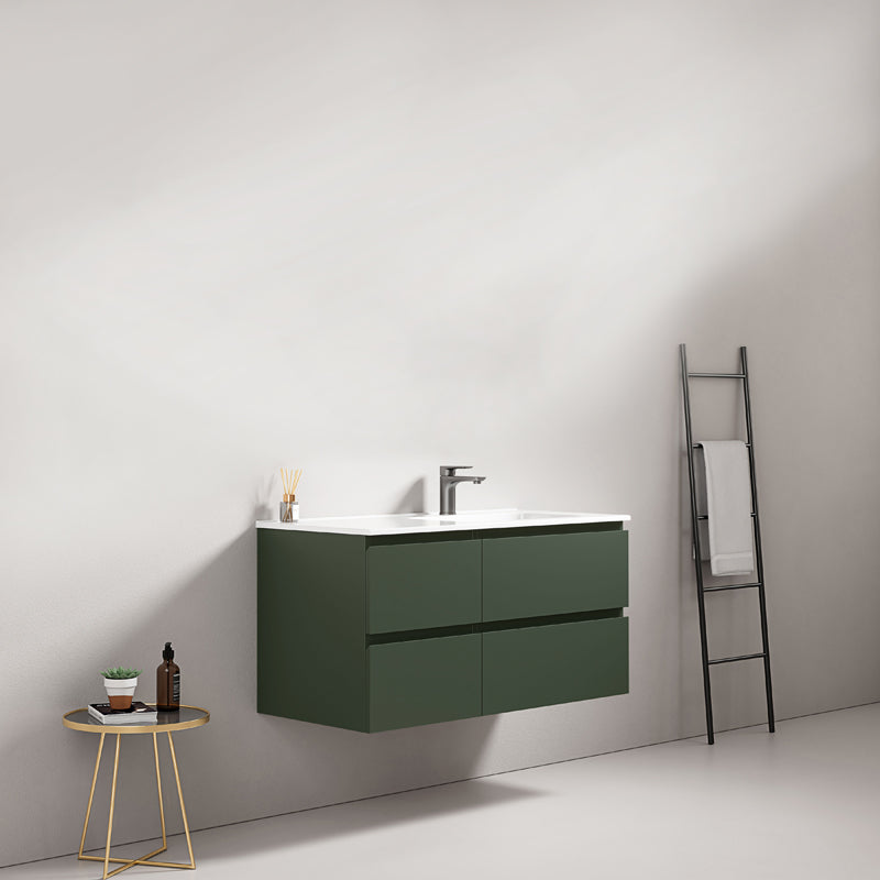 Mobile bagno sospeso 100 cm Verde Comodoro Lavabo a Destra in Ceramica Senza Specchio - Fiji Paint
