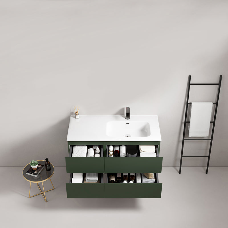 Mobile bagno sospeso 100 cm Verde Comodoro Lavabo a Destra in Ceramica Senza Specchio - Fiji Paint