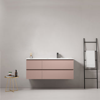 Mobile bagno sospeso 120 cm Rosa Retro Lavabo a Destra in Ceramica Senza Specchio - Fiji Paint