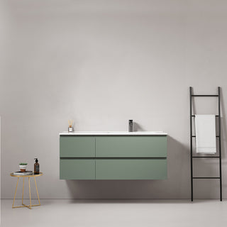 Mobile bagno sospeso 120 cm Verde Salvia Lavabo a Destra in Ceramica Senza Specchio - Fiji Paint