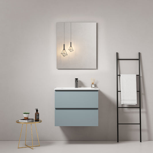 60cm suspended bathroom cabinet Avio Blue Ceramic sink Mirror Quadro - Fiji Paint