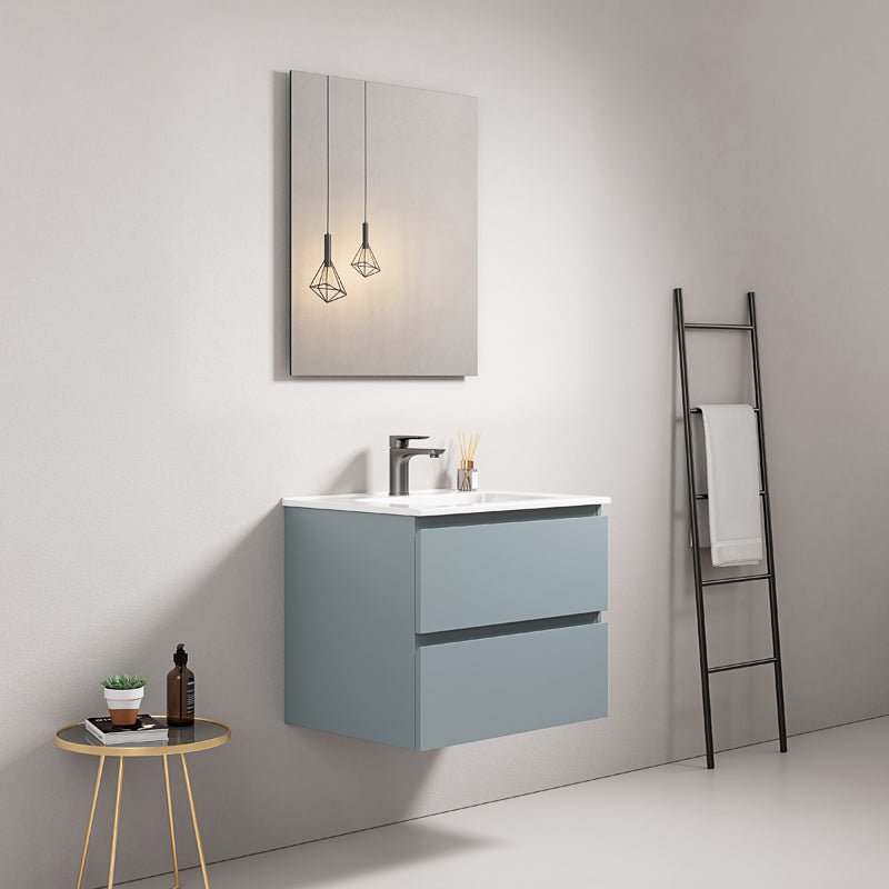 60cm suspended bathroom cabinet Avio Blue Ceramic sink Mirror Quadro - Fiji Paint