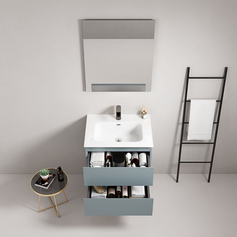60cm suspended bathroom cabinet Avio Blue Ceramic sink Mirror Quadro - Fiji Paint