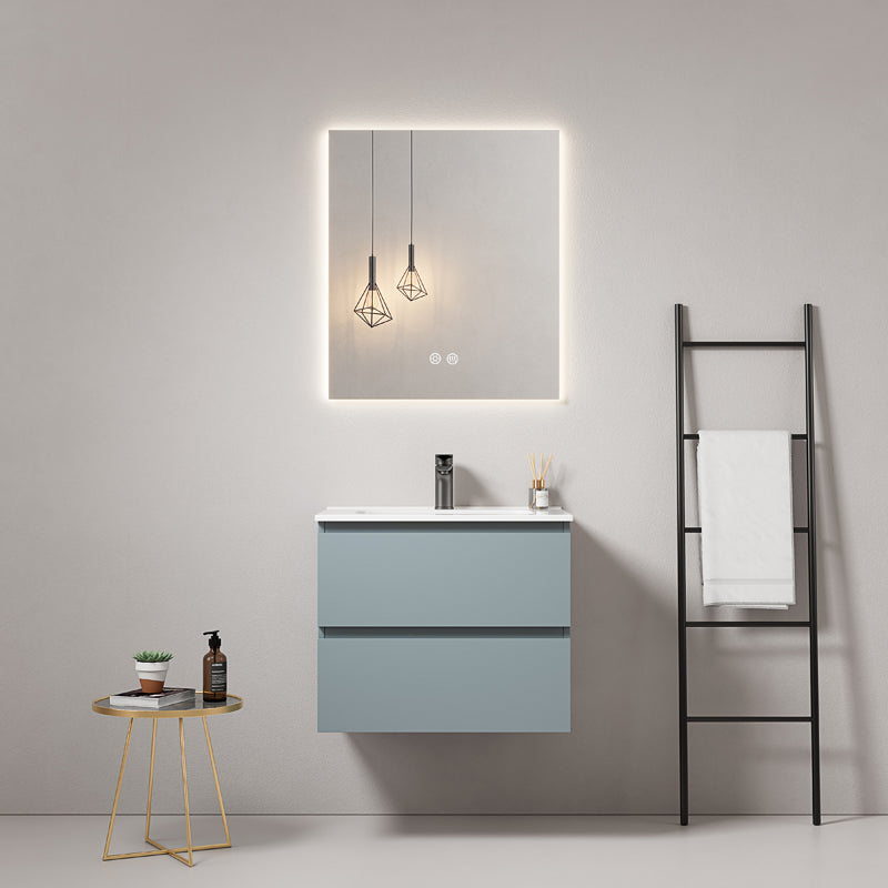 60cm suspended bathroom cabinet Avio Blue Ceramic sink Backlit mirror - Fiji Paint