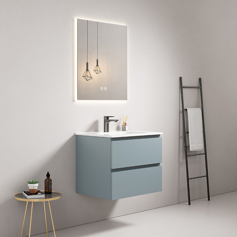60cm suspended bathroom cabinet Avio Blue Ceramic sink Backlit mirror - Fiji Paint