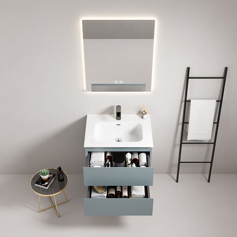 60cm suspended bathroom cabinet Avio Blue Ceramic sink Backlit mirror - Fiji Paint