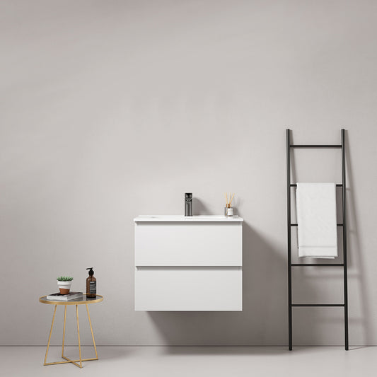 60cm White Wall-hung Bathroom Cabinet Ceramic Sink Without Mirror - Fiji Paint
