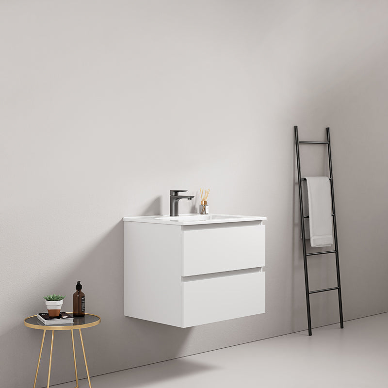 60cm White Wall-hung Bathroom Cabinet Ceramic Sink Without Mirror - Fiji Paint