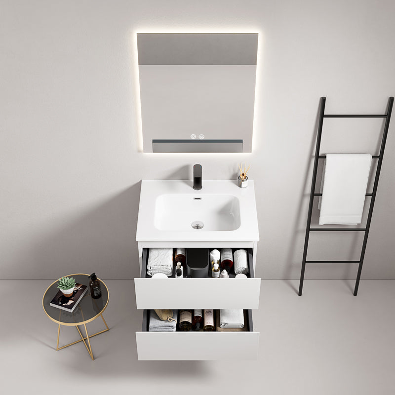 60cm Wall-hung Bathroom Cabinet White Ceramic Sink Backlit Mirror - Fiji Paint