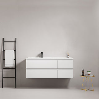 Mobile bagno sospeso 120 cm Bianco Lavabo a Sinistra in Ceramica Senza Specchio - Fiji Paint