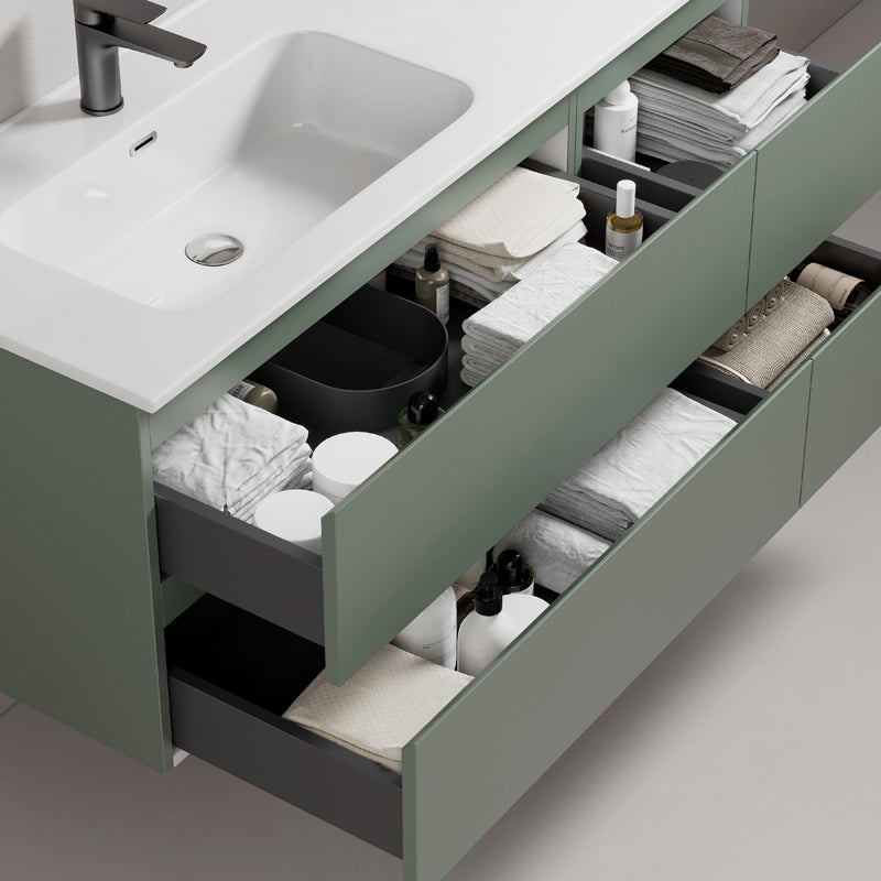 120cm Sage Green Wall-Hung Bathroom Cabinet Left-Hand Ceramic Sink Without Mirror - Fiji Paint