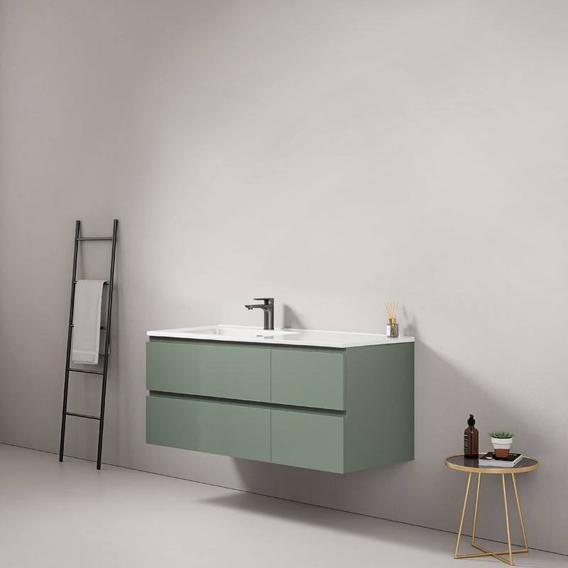120cm Sage Green Wall-Hung Bathroom Cabinet Left-Hand Ceramic Sink Without Mirror - Fiji Paint