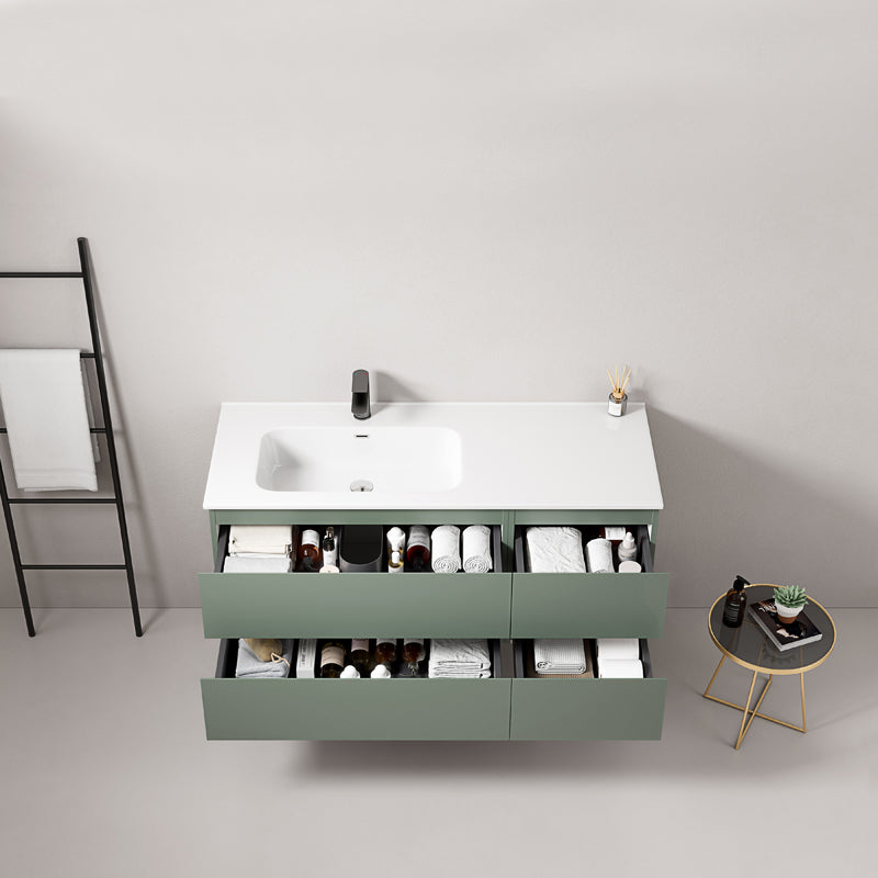 120cm Sage Green Wall-Hung Bathroom Cabinet Left-Hand Ceramic Sink Without Mirror - Fiji Paint