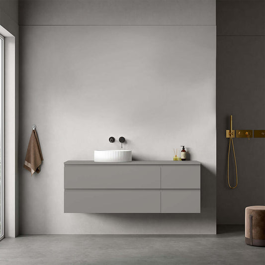 Mobile bagno sospeso reversibile  140 cm Grigio Londra per Lavabo d'appoggio Senza Specchio - Fiji Paint