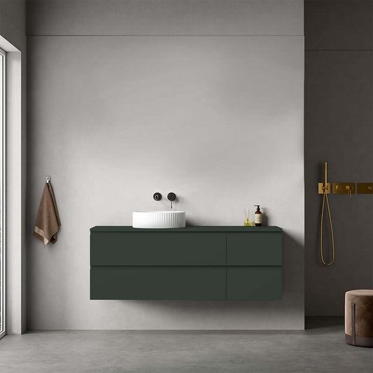 Mobile bagno sospeso reversibile  140 cm Verde Comodoro  per Lavabo d'appoggio Senza Specchio - Fiji Paint