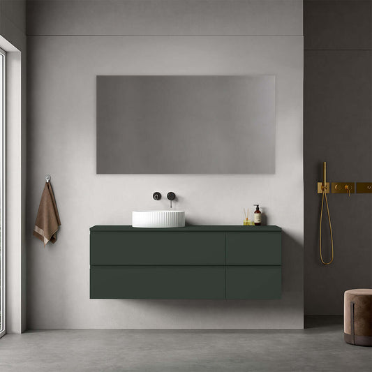 Mobile bagno sospeso reversibile  140 cm Verde Comodoro  per Lavabo d'appoggio Specchio Quadro - Fiji Paint