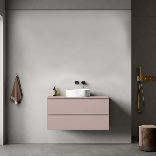 Mobile bagno sospeso 100 cm Rosa Retrò per Lavabo d'appoggio Senza Specchio - Fiji Paint