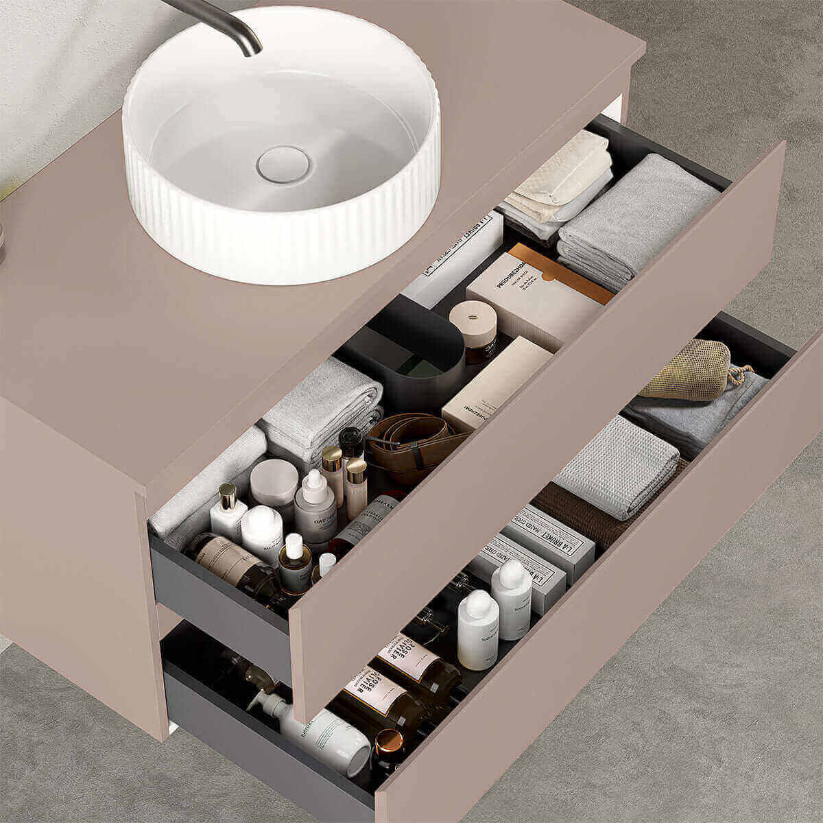 Mobile bagno sospeso 100 cm Rosa Retrò per Lavabo d'appoggio Specchio Quadro - Fiji Paint