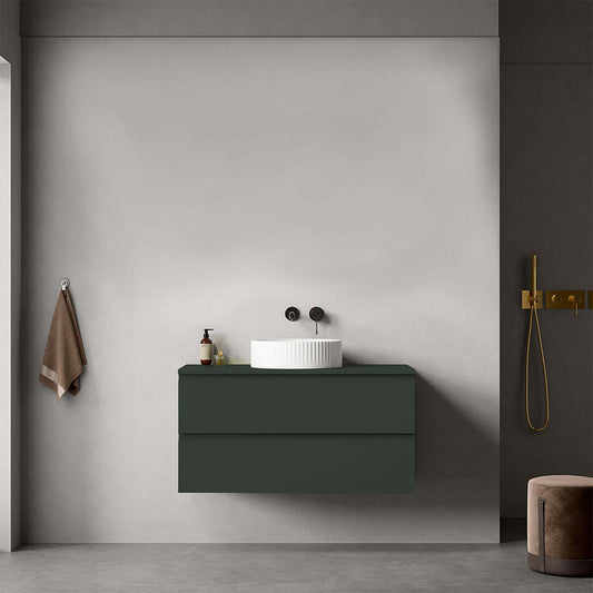 Mobile bagno sospeso 100 cm Verde Comodoro per Lavabo d'appoggio Senza Specchio - Fiji Paint