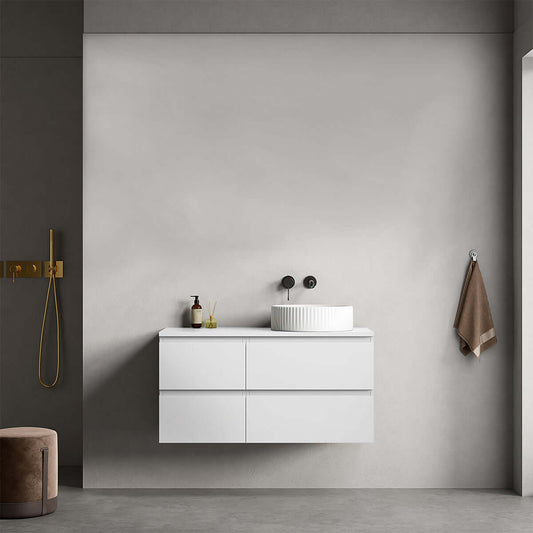 Mobile bagno sospeso reversibile  100 cm Bianco Opaco per Lavabo d'appoggio Senza Specchio - Fiji Paint