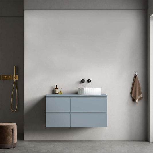 Mobile bagno sospeso reversibile  100 cm Blu Avio per Lavabo d'appoggio Senza Specchio - Fiji Paint