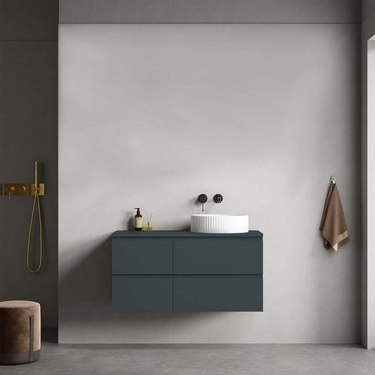 Mobile bagno sospeso reversibile  100 cm Blu Mare per Lavabo d'appoggio Senza Specchio - Fiji Paint