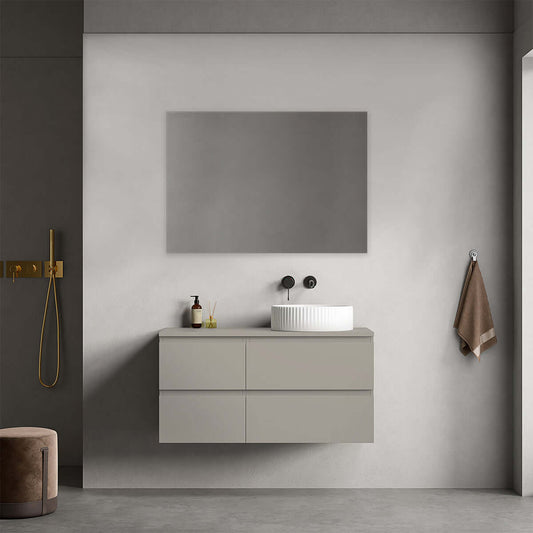 Mobile bagno sospeso reversibile  100 cm Grigio Cenere  per Lavabo d'appoggio Specchio Quadro - Fiji Paint