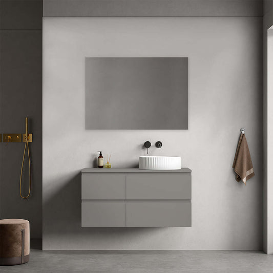 Mobile bagno sospeso reversibile  100 cm Grigio Londra per Lavabo d'appoggio Specchio Quadro - Fiji Paint