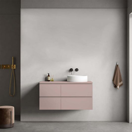 Mobile bagno sospeso reversibile  100 cm Rosa Retrò per Lavabo d'appoggio Senza Specchio - Fiji Paint
