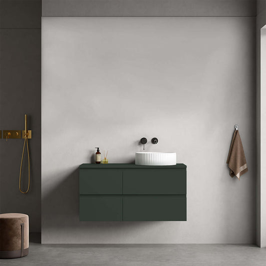 Mobile bagno sospeso reversibile  100 cm Verde Comodoro  per Lavabo d'appoggio Senza Specchio - Fiji Paint