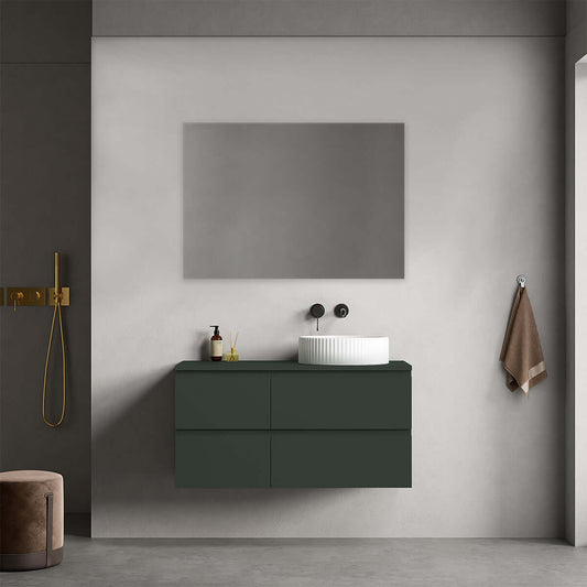 Mobile bagno sospeso reversibile  100 cm Verde Comodoro  per Lavabo d'appoggio Specchio Quadro - Fiji Paint