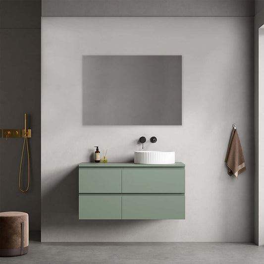 Mobile bagno sospeso reversibile  100 cm Verde Salvia per Lavabo d'appoggio Specchio Quadro - Fiji Paint