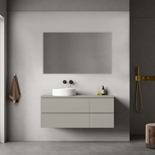 Mobile bagno sospeso reversibile  120 cm Grigio Cenere  per Lavabo d'appoggio Specchio Quadro - Fiji Paint