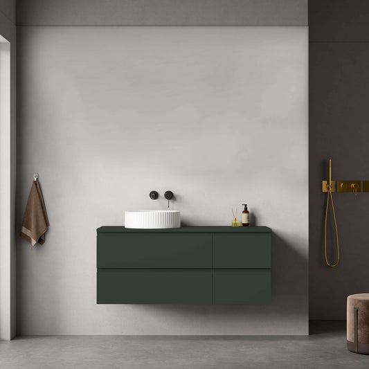 Mobile bagno sospeso reversibile  120 cm Verde Comodoro  per Lavabo d'appoggio Senza Specchio - Fiji Paint