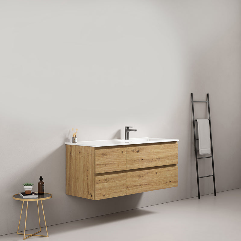 Mobile bagno sospeso 120 cm Bruno Medio Lavabo a Destra in Ceramica Senza Specchio - Fiji Wood