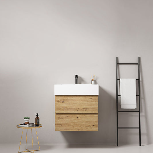 Mobile bagno sospeso 60 cm Bruno Medio Lavabo in Resina Senza Specchio - Fiji Wood
