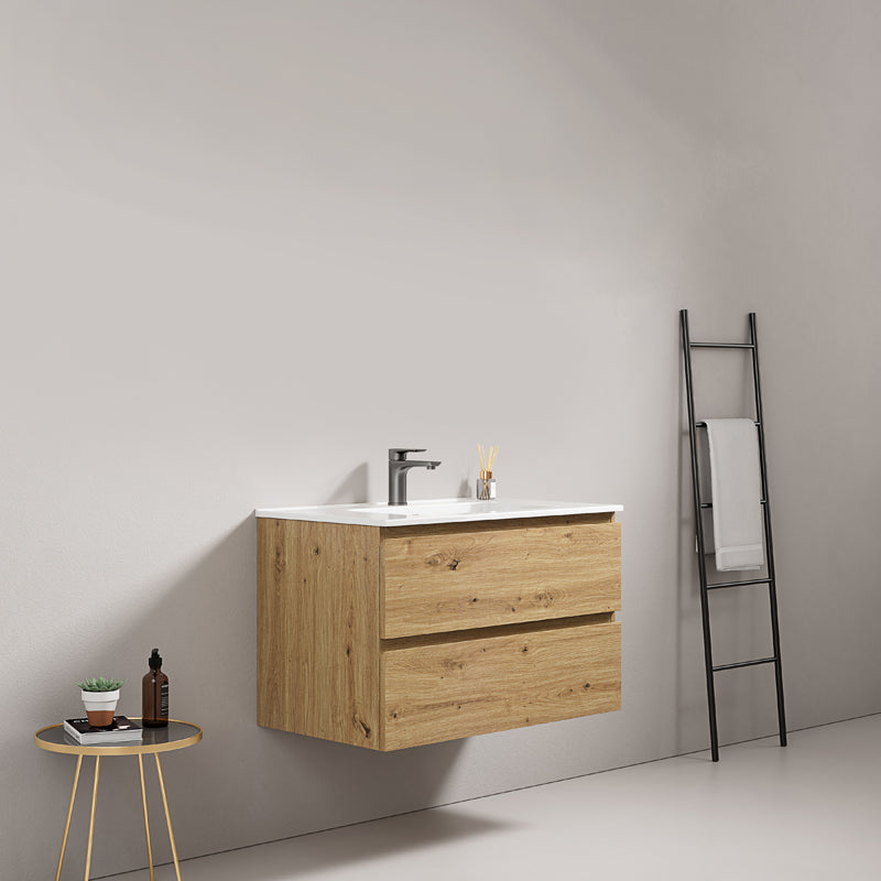Mobile bagno sospeso 100 cm Bruno Medio Lavabo in Ceramica Senza Specchio - Fiji Wood