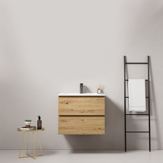 Mobile bagno sospeso 60 cm Bruno Medio Lavabo in Ceramica Senza Specchio - Fiji Wood